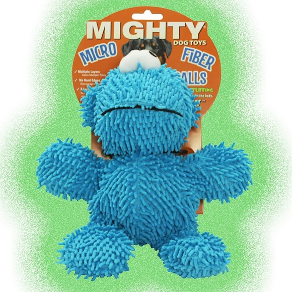 Mighty Toys Microfiber Ball Monster Durable Squeaky Dog Toy Plus Dog Scoop Bags - Picture 1 of 10